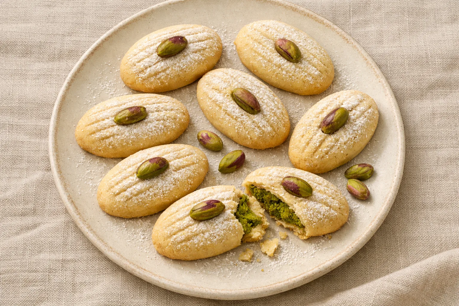 Pistachio-Filled Lebanese Butter Cookies